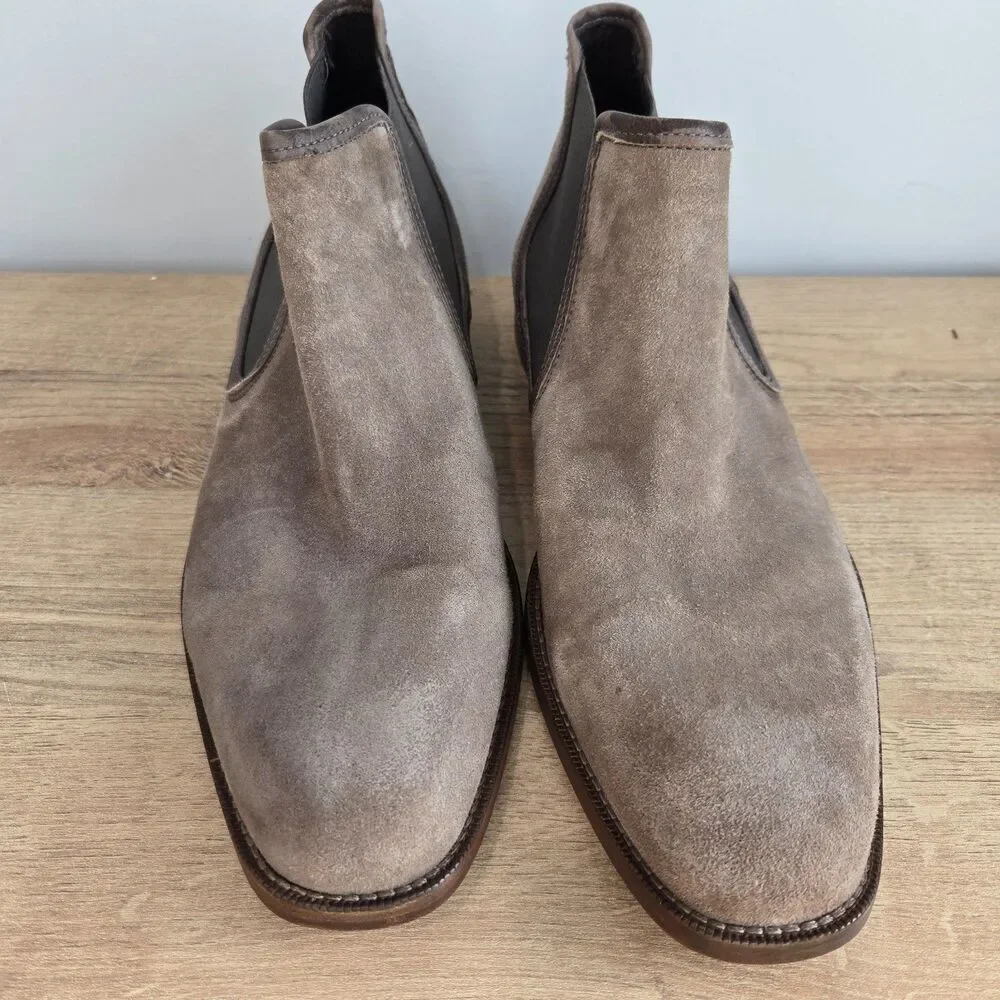 Johnston & Murphy Collection Hartley Chelsea Boots Suede Mens Sz 10M Taupe Brown